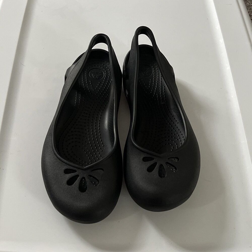 Crocs Kadee Ballet Flats Slingback Slip On All Black Women's Size 9 #11215